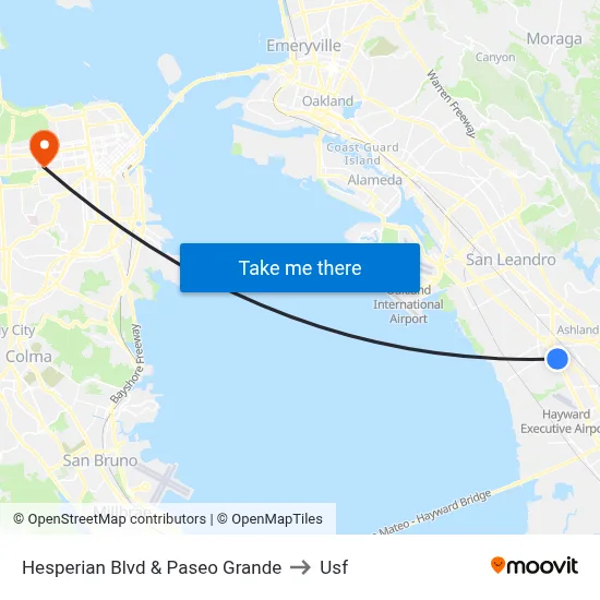 Hesperian Blvd & Paseo Grande to Usf map