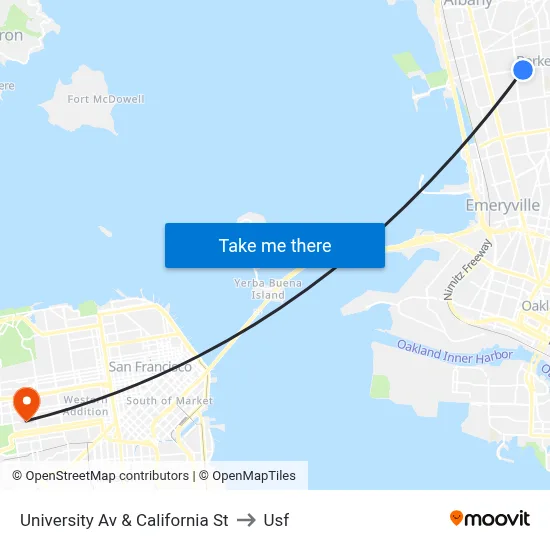University Av & California St to Usf map