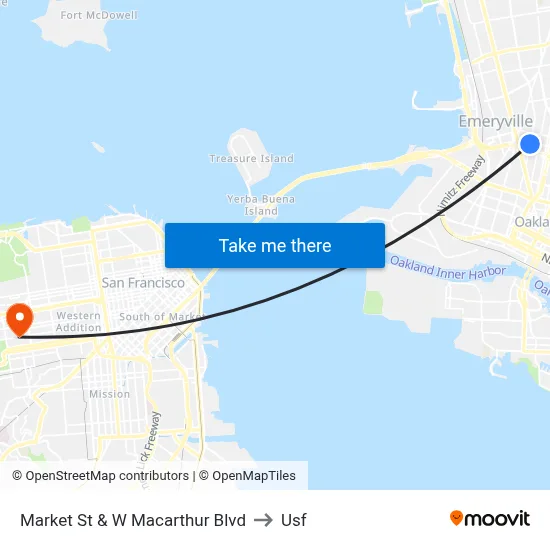 Market St & W Macarthur Blvd to Usf map