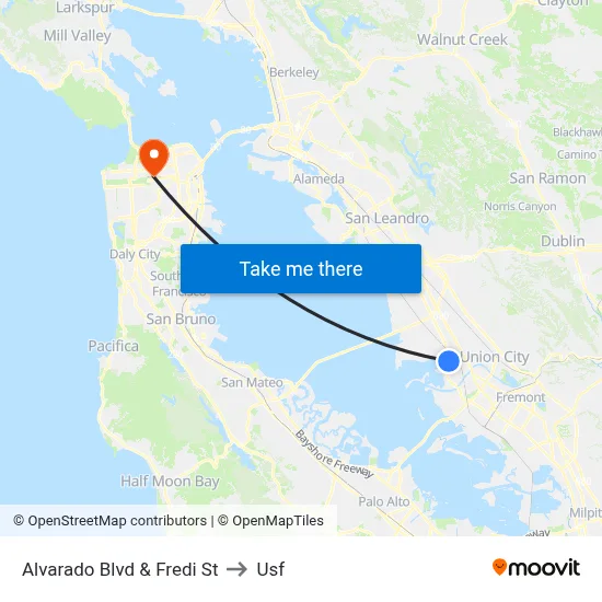 Alvarado Blvd & Fredi St to Usf map
