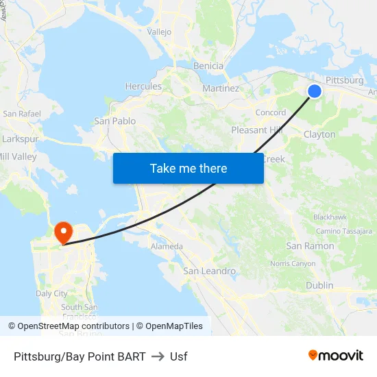Pittsburg/Bay Point BART to Usf map