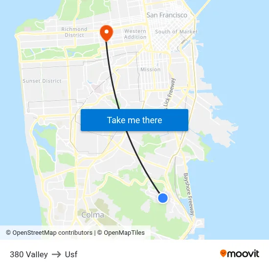 380 Valley to Usf map