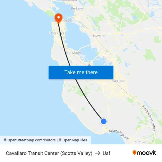 Cavallaro Transit Center (Scotts Valley) to Usf map