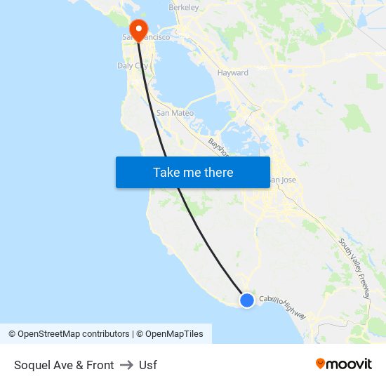 Soquel Ave & Front to Usf map