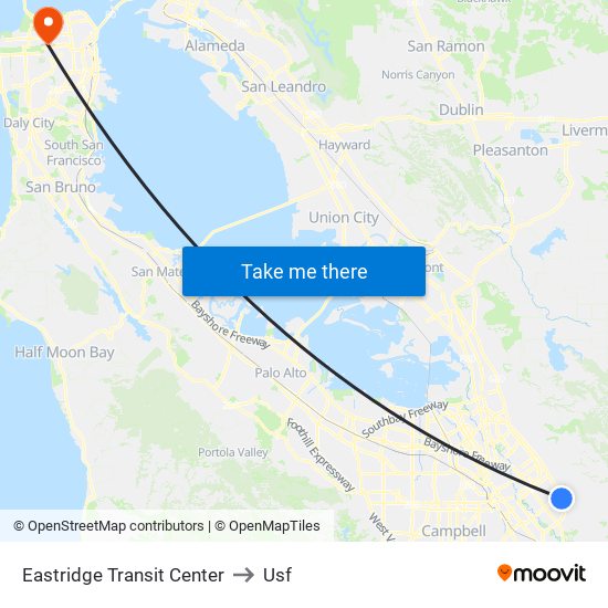 Eastridge Transit Center to Usf map