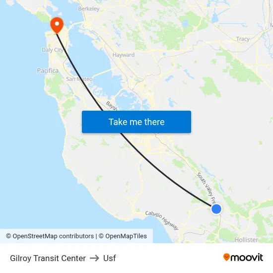 Gilroy Transit Center to Usf map