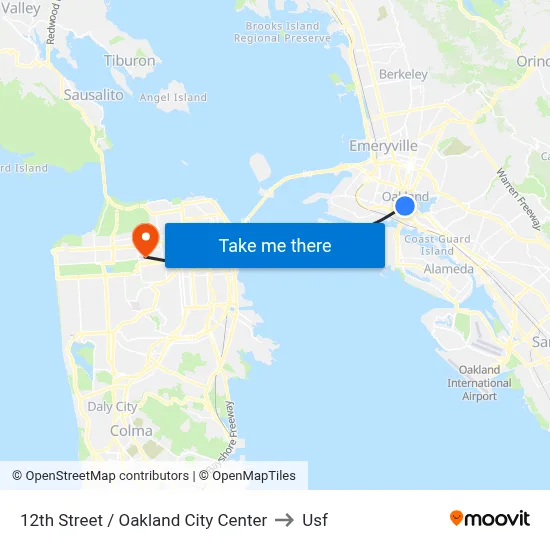 12th Street / Oakland City Center to Usf map