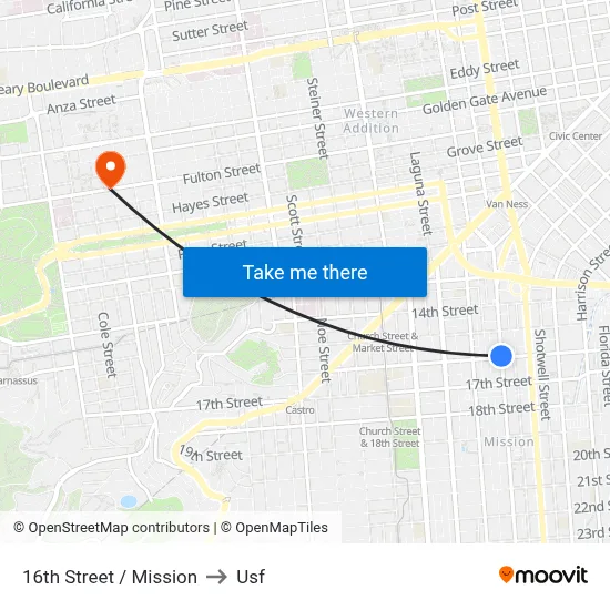 16th Street / Mission to Usf map