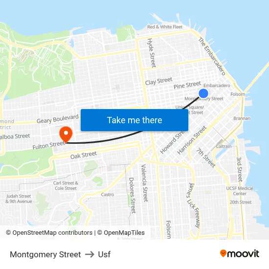 Montgomery Street to Usf map
