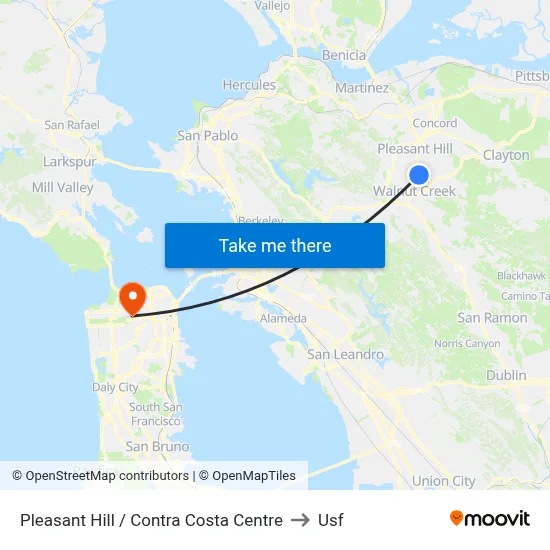 Pleasant Hill / Contra Costa Centre to Usf map