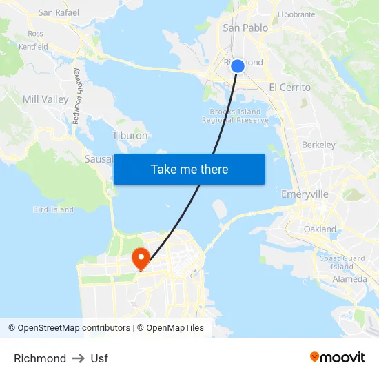 Richmond to Usf map