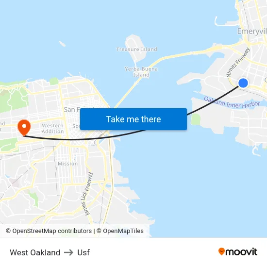 West Oakland to Usf map
