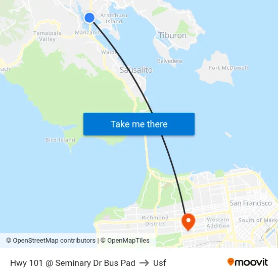 Hwy 101 @ Seminary Dr Bus Pad to Usf map