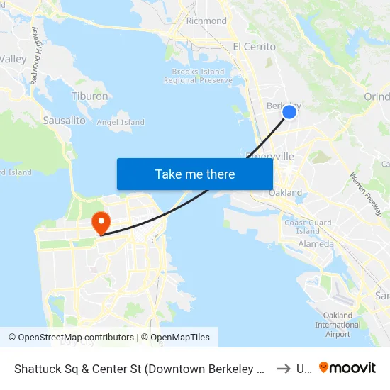Shattuck Sq & Center St (Downtown Berkeley BART) to Usf map