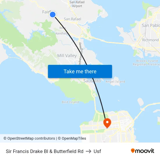 Sir Francis Drake Bl & Butterfield Rd to Usf map
