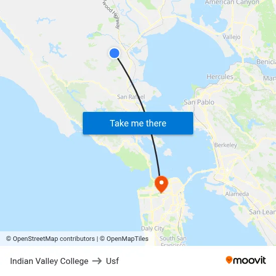 Indian Valley College to Usf map