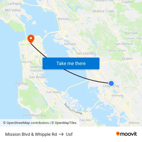 Mission Blvd & Whipple Rd to Usf map
