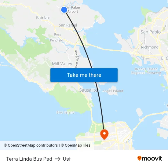 Terra Linda Bus Pad to Usf map