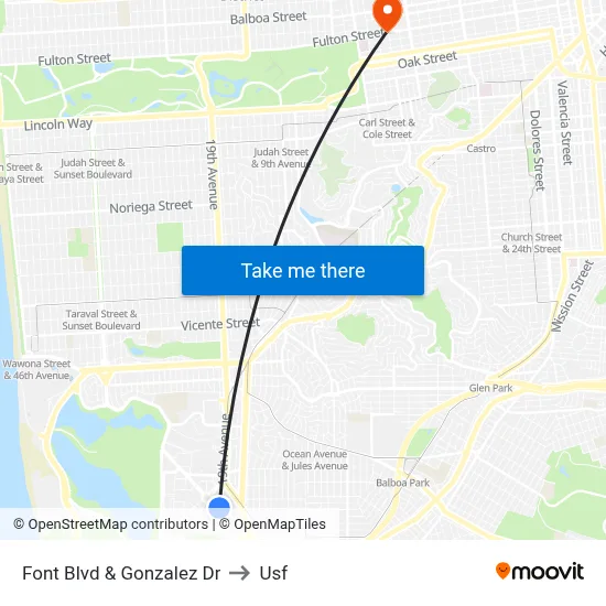 Font Blvd & Gonzalez Dr to Usf map