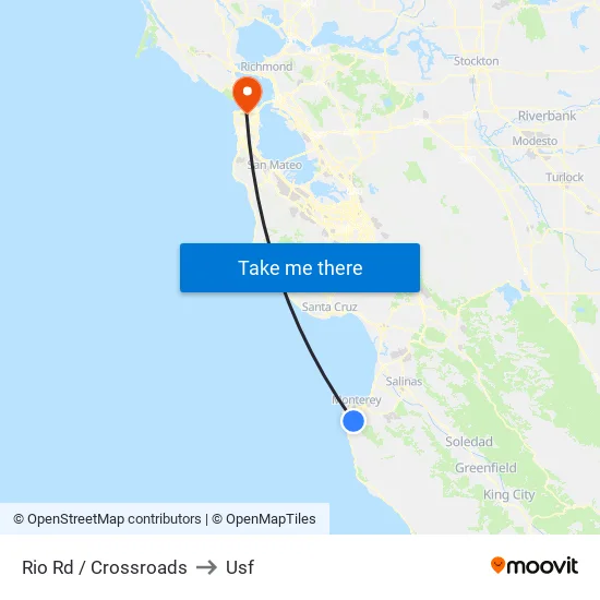 Rio Rd / the Crossroads Carmel (Opp) to Usf map