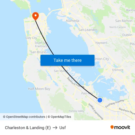 Charleston & Landing (E) to Usf map