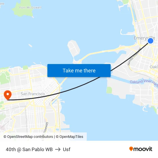 40th @ San Pablo WB to Usf map