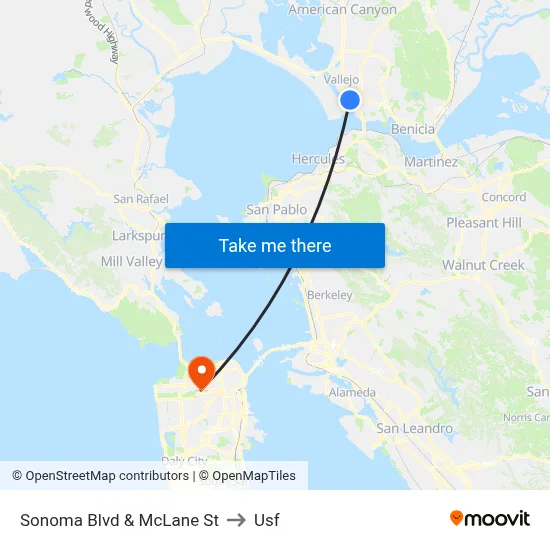 Sonoma Blvd & McLane St to Usf map
