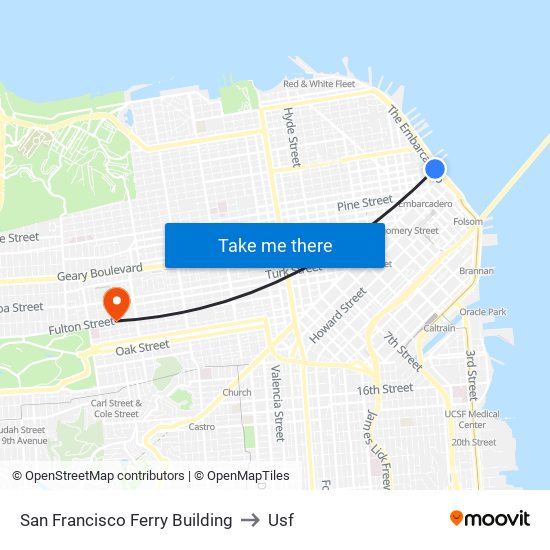 San Francisco Ferry Building to Usf map