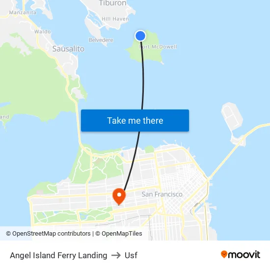 Angel Island Ferry Landing to Usf map
