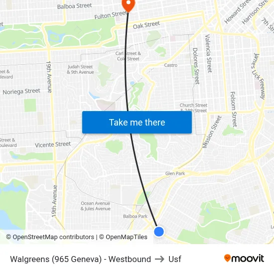 Walgreens (965 Geneva) - Westbound to Usf map