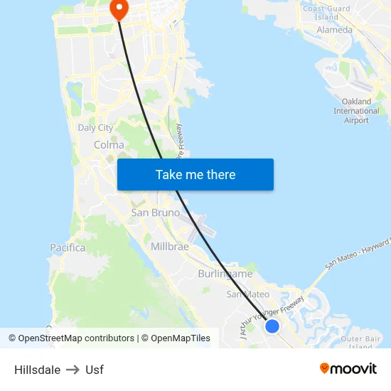 Hillsdale to Usf map