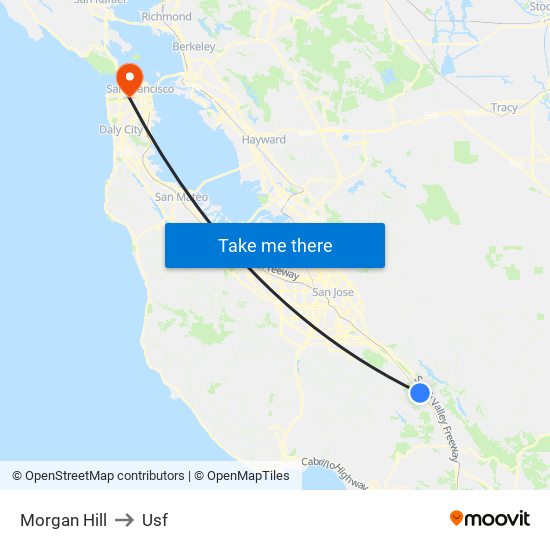 Morgan Hill to Usf map