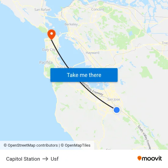 Capitol Station to Usf map
