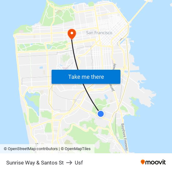 Sunrise Way & Santos St to Usf map