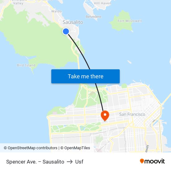 Spencer Ave. – Sausalito to Usf map