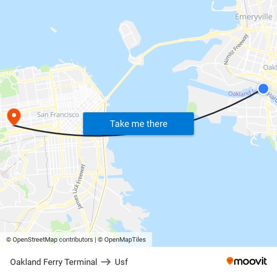 Oakland Ferry Terminal to Usf map