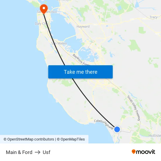 Main & Ford to Usf map