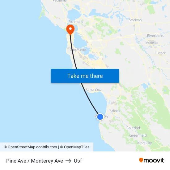 Pine Ave / Monterey Ave to Usf map