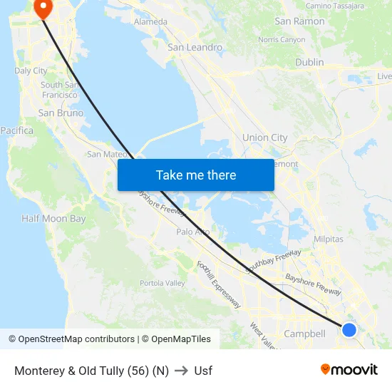 Monterey & Old Tully (56) (N) to Usf map