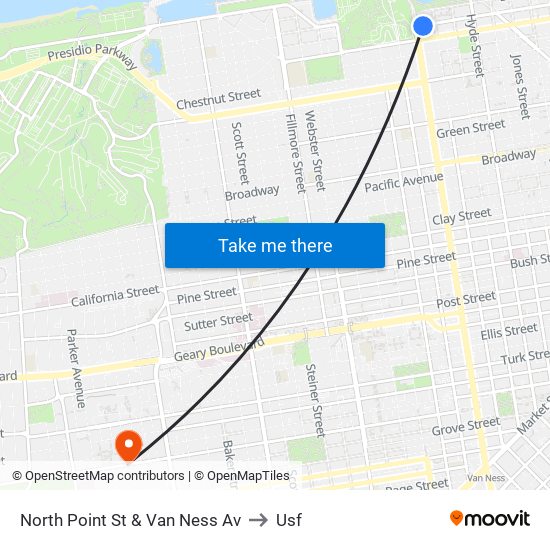 North Point St & Van Ness Av to Usf map