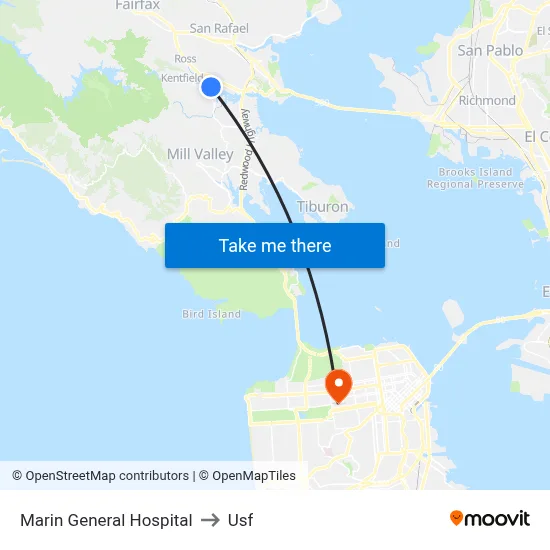 Marin General Hospital to Usf map