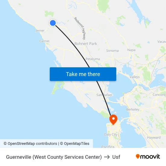 Guerneville (West County Services Center) to Usf map