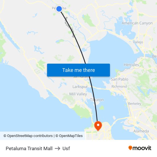 Petaluma Transit Mall to Usf map