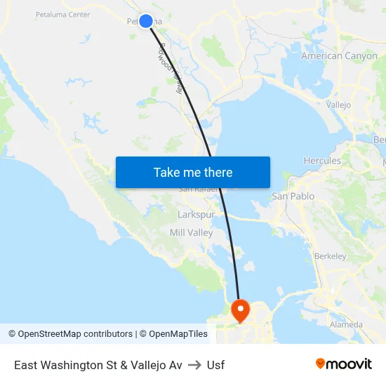 East Washington St & Vallejo Av to Usf map