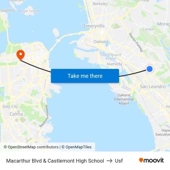 Macarthur Blvd & Castlemont High School to Usf map