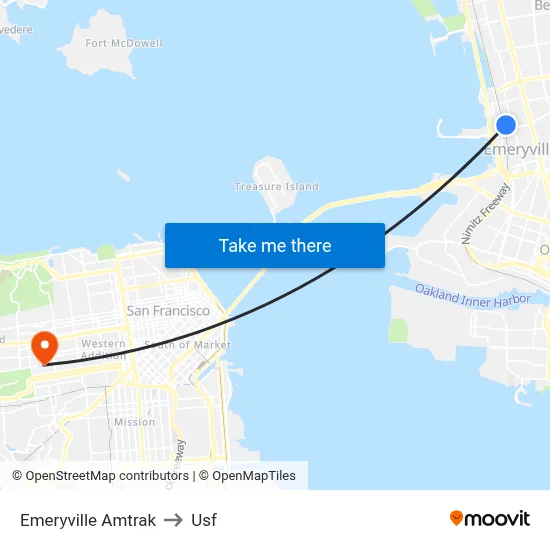 Emeryville Amtrak to Usf map