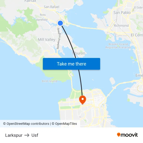 Larkspur to Usf map