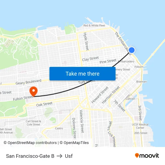 San Francisco-Gate B to Usf map