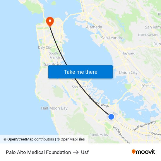 Palo Alto Medical Foundation to Usf map