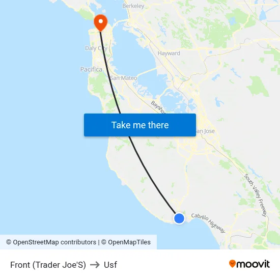 Front (Trader Joe'S) to Usf map
